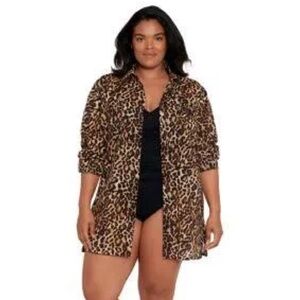 NWT Ralph Lauren button down shirt coverup 100% cotton oversized camp tunic top